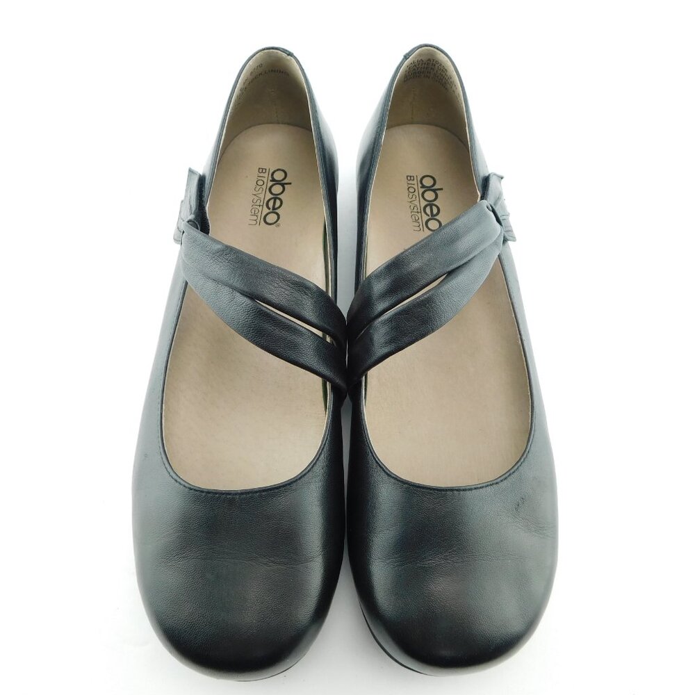 ABEO Black Leather Mary Jane Flats 9.5 N